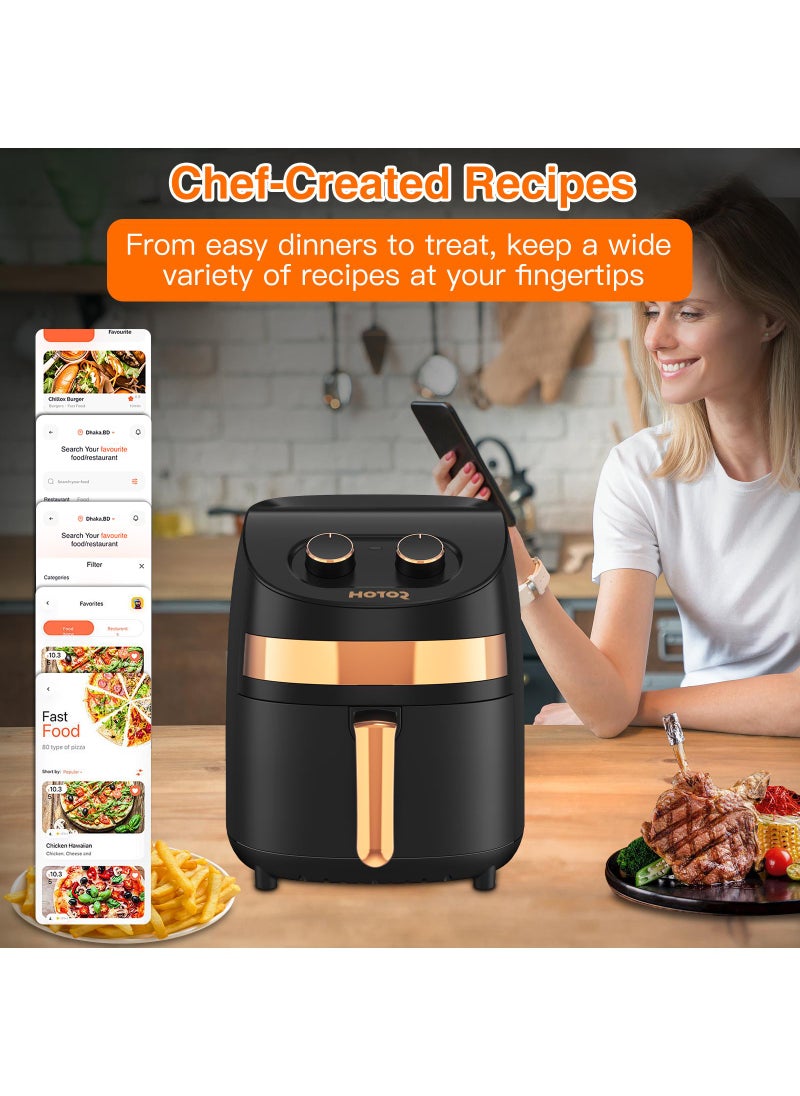 Air Fryer 3.5L with Timer Temperature Adjustable Control 8 Preset Programs 60 Recipes Air Fryersfor Frying, Grilling, Roasting, Baking (Black)