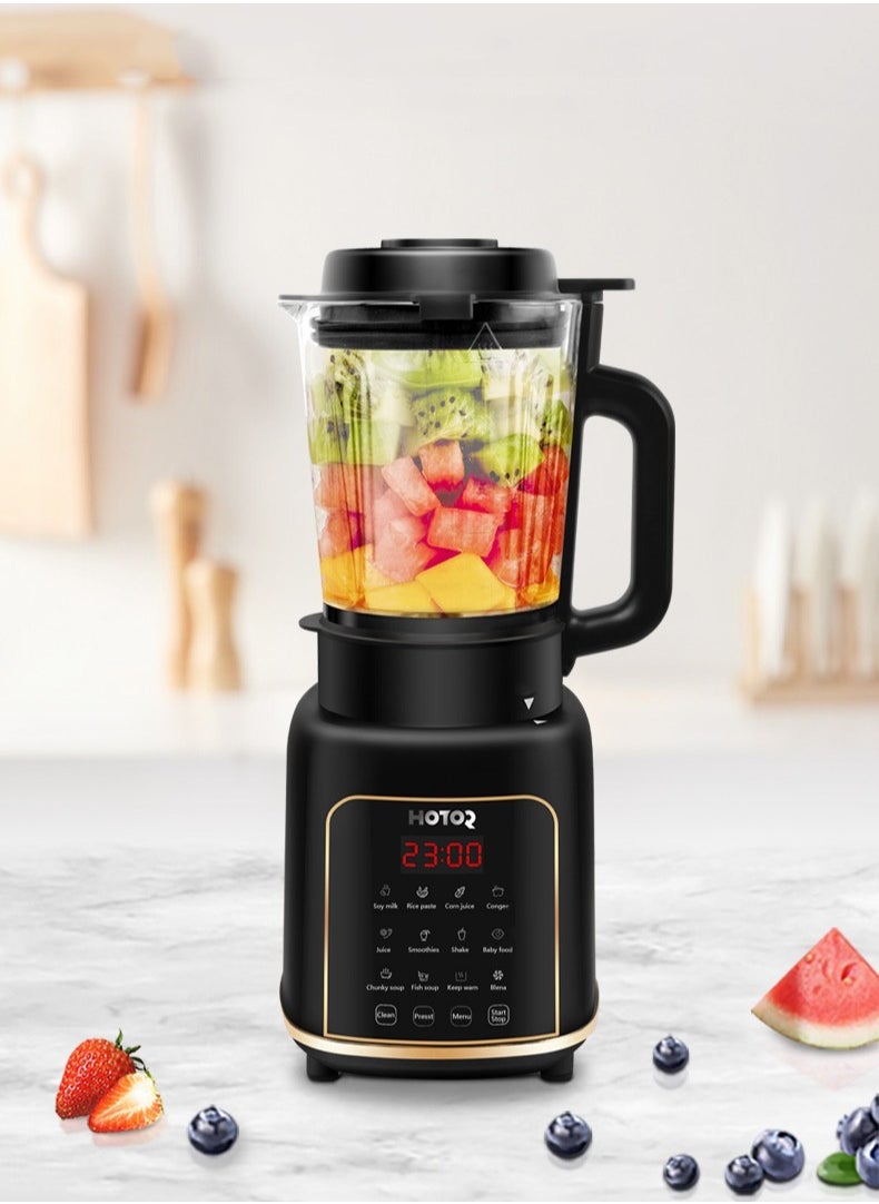 Black Smart Blender Smoothie Maker,1.65L Professional Blenders,Food Processor,Baby Food Blender with Stainless Steel Ice Sabre Blades for Crushing Ice,Soup, Fruit, Vegetable,Soybean Milk/1800W