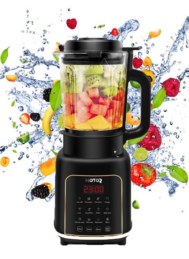 Black Smart Blender Smoothie Maker,1.65L Professional Blenders,Food Processor,Baby Food Blender with Stainless Steel Ice Sabre Blades for Crushing Ice,Soup, Fruit, Vegetable,Soybean Milk/1800W