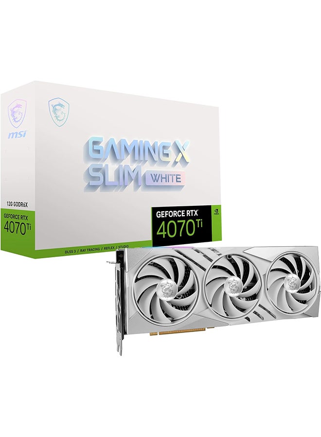 GeForce RTX 4070 Ti GAMING X SLIM 12GB GDDR6X Graphics Card, 2730 MHz Boost Clock, 7680 CUDA Cores, 21Gbps Memory Speed, PCIe Gen 4, HDMI 2.1/DisplayPort, 4K & 8K Ready, G-SYNC Technology, 912-V513-466 White