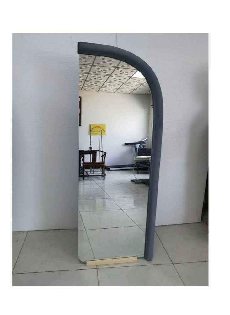 Modern Scandinavian Arc Design Full Length Mirror Standing Hanging or Leaning Against Wall Large Bedroom Floor Mirror Dressing Mirror Wall-Mounted Mirror Wood Frame Mirror Round Corner 70x170 cm Black