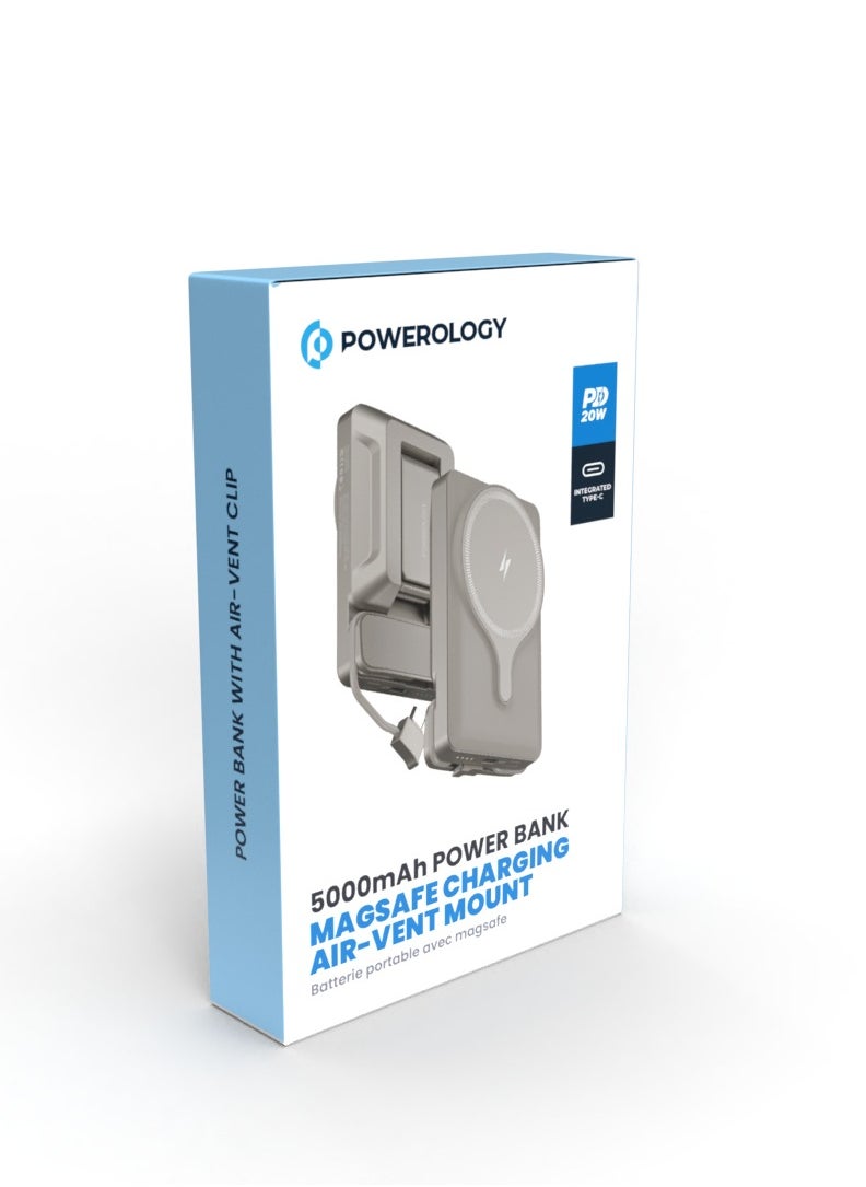 5000mAh Power Bank MagSafe Charging Air-Vent Mount/ 20W Power Delivery- Titanium