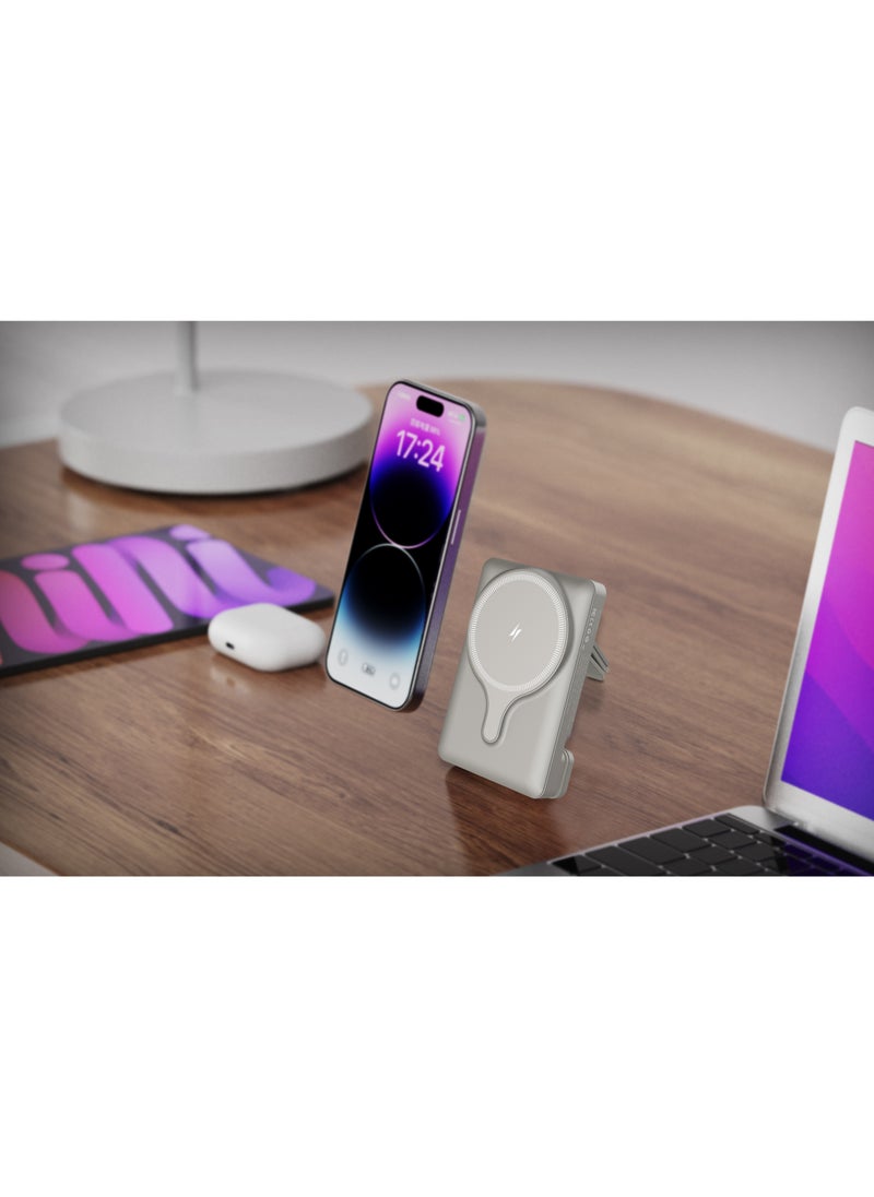 5000mAh Power Bank MagSafe Charging Air-Vent Mount/ 20W Power Delivery- Titanium
