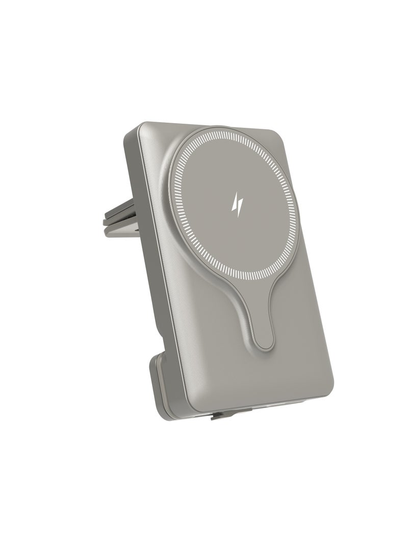 5000mAh Power Bank MagSafe Charging Air-Vent Mount/ 20W Power Delivery- Titanium