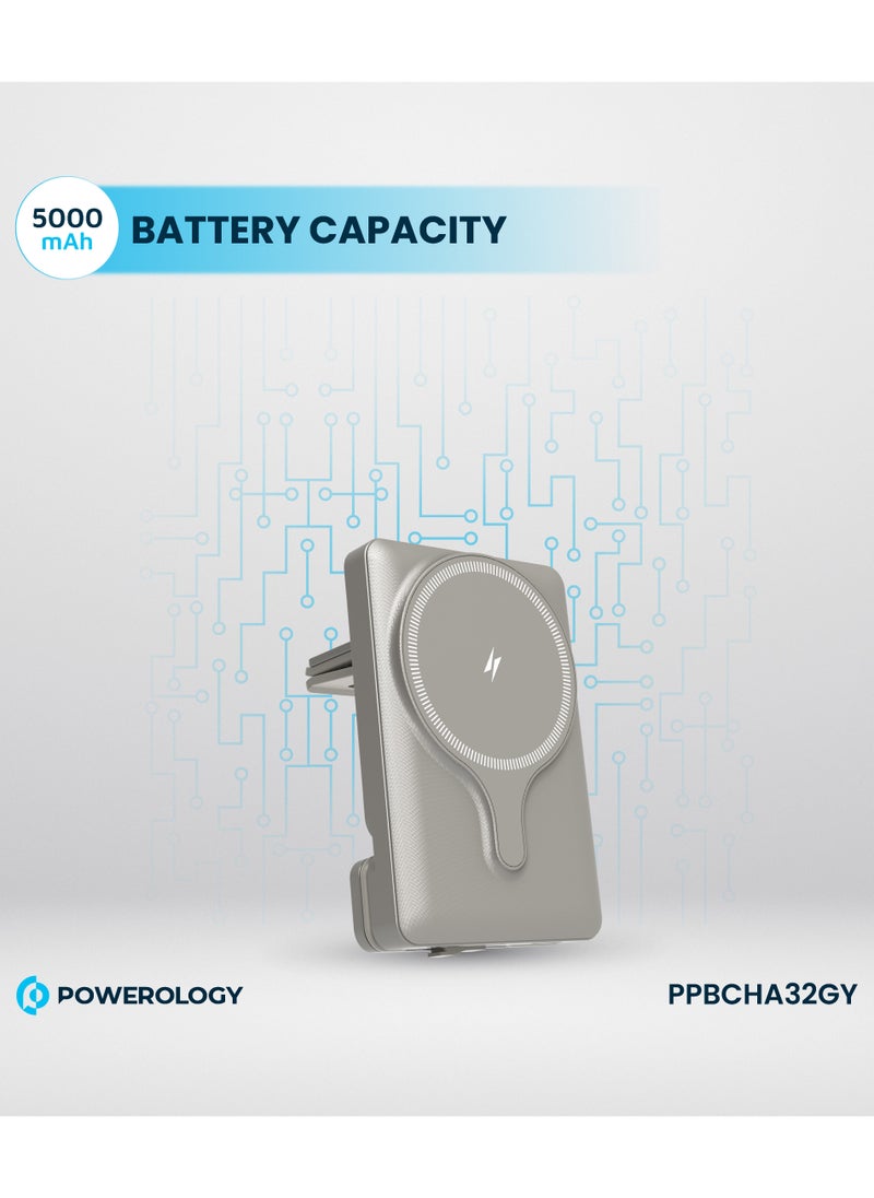 5000mAh Power Bank MagSafe Charging Air-Vent Mount/ 20W Power Delivery- Titanium