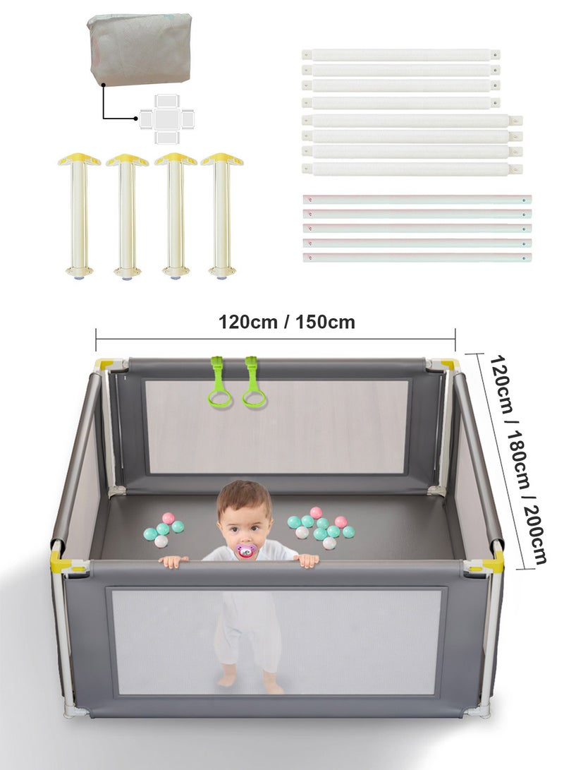 Baby Playpen, Portable And Adjustable Baby Safe Activity Center, Anti-fall Safe Protection Fence With 1Handbag And 2 Pull rings