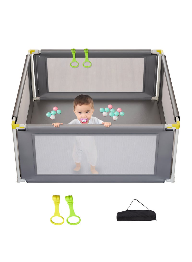 Baby Playpen, Portable And Adjustable Baby Safe Activity Center, Anti-fall Safe Protection Fence With 1Handbag And 2 Pull rings