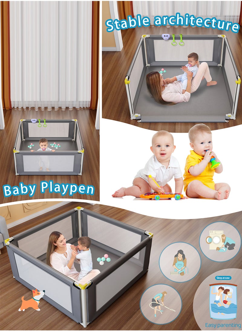 Baby Playpen, Portable And Adjustable Baby Safe Activity Center, Anti-fall Safe Protection Fence With 1Handbag And 2 Pull rings