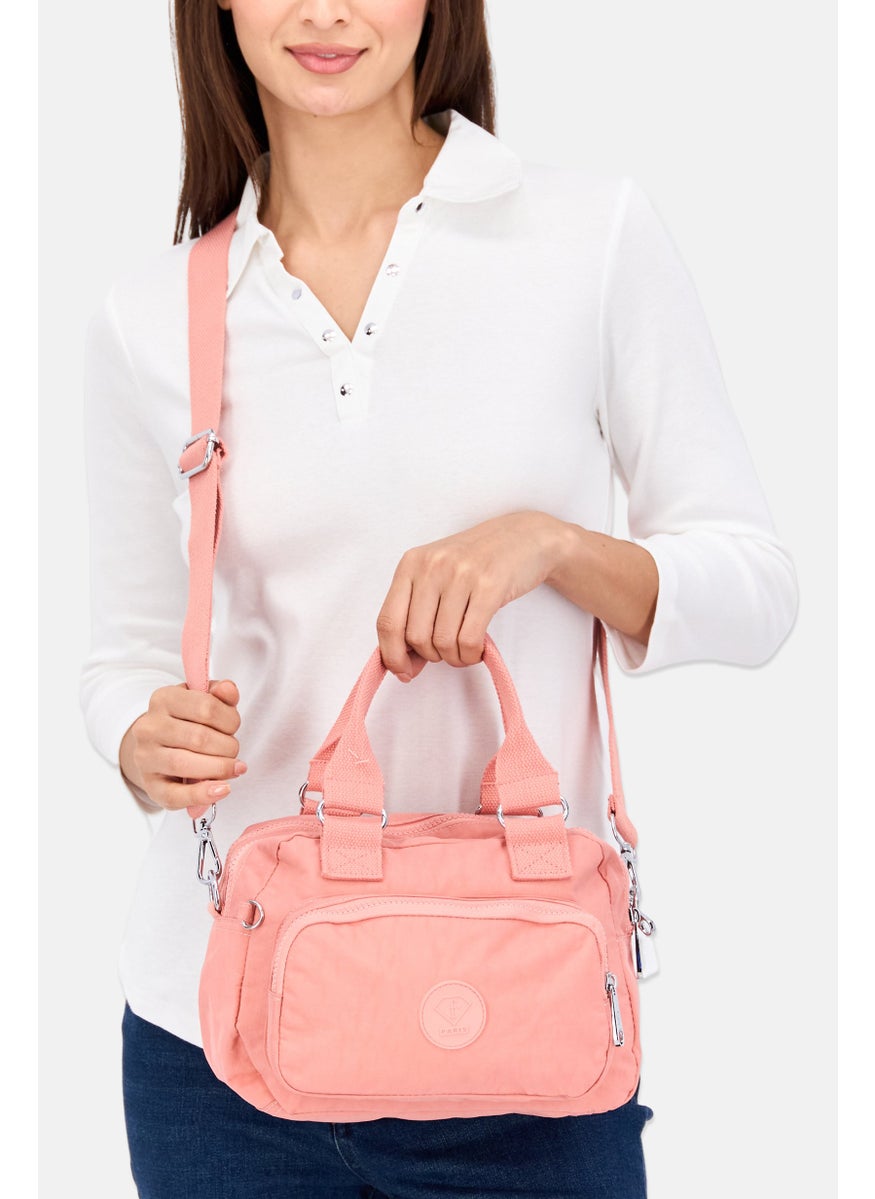 Women Brand Logo Hand Bag 27 L x 18 H x 10 W cm, Pink