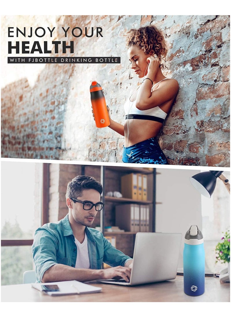 FEIJIAN 316 Stainless Steel Water Bottle with Straw - Vacuum Insulated Metal Water Bottle - 710ml - Standard Mouth Flask - BPA Free - Leakproof Reusable Thermos Flask for Work, Gym, Travel