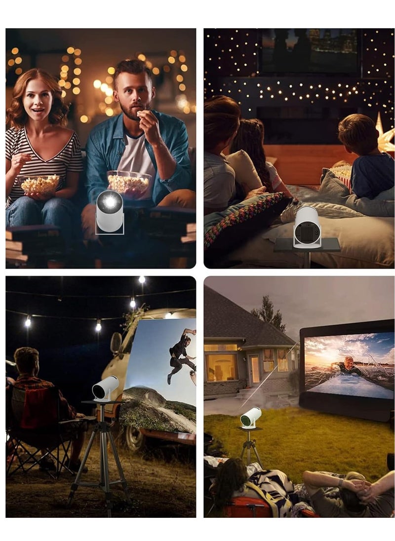 Mini Portable Automatic Keystone Correction Mini Portable Projector, Intelligent 4K 200 ANSI Projector with Dual WiFi 2.4G/5G, 180 Degree Rotation, Round Design (Without Built-in Android)