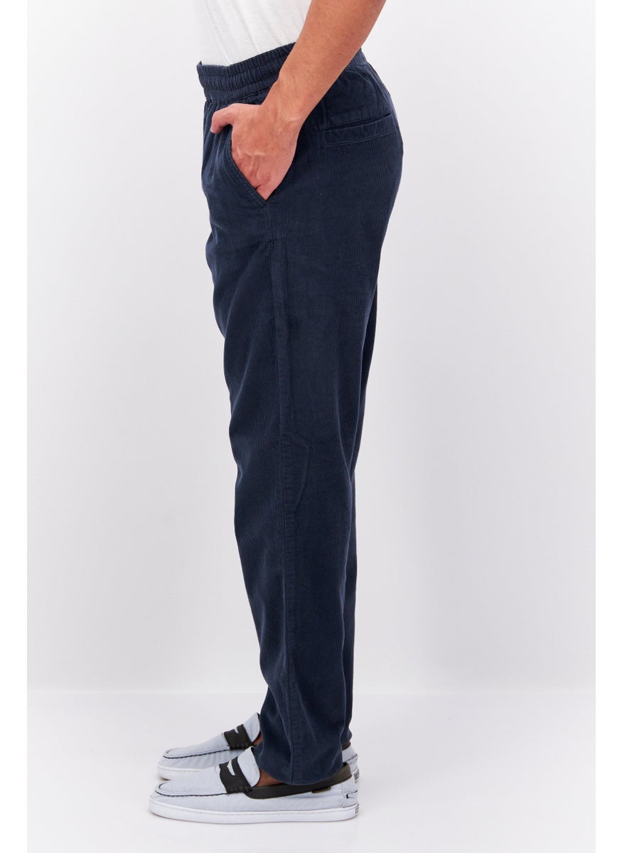 Men Regular Fit Corduroy Pants, Navy