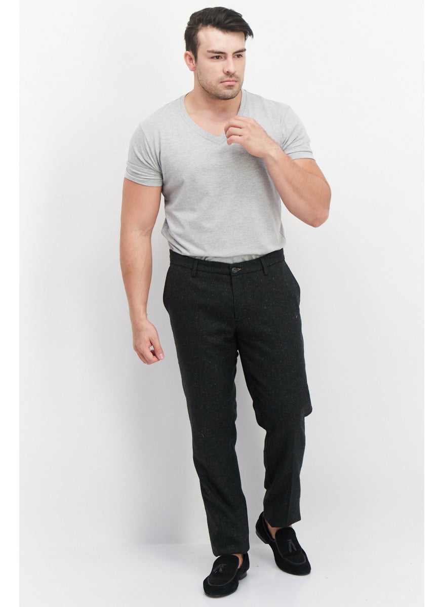 Men Regular Fit Textured Chino Pants, Olive
