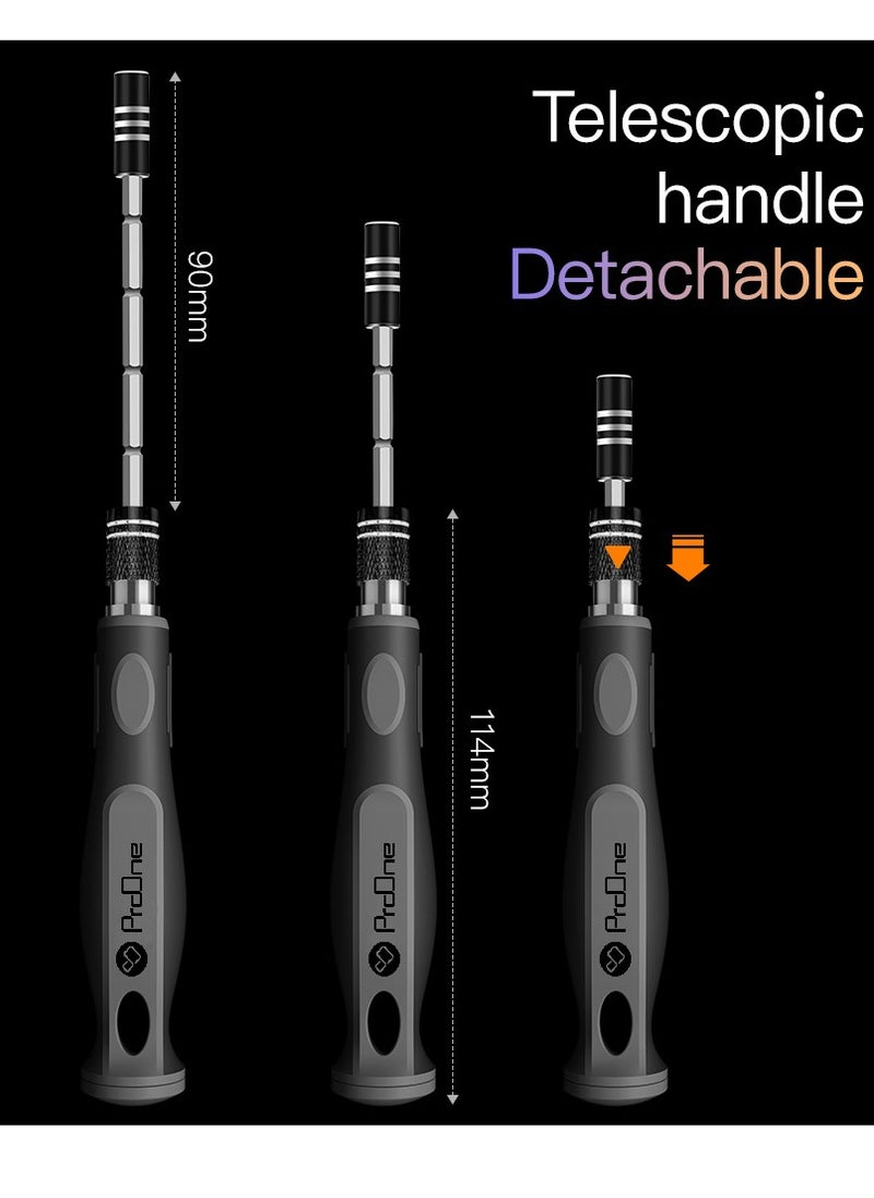 ProOne Screwdriver Set, 32 in 1 Mini Screwdriver, Magnetic Driver Bits Set, Set, S2 Alloy Steel Pocket Manual Screwdriver Tool Set, Repair Tool Kit - Aluminum Shell