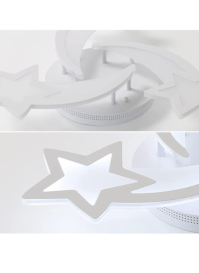 Modern LED Ceiling Light, 45W 3-Head Star Shape Flush Mount Ceiling Lamp, Dimmable Remote Control Close to Ceiling Light Fixtures for Bedroom Dining Room Hallway Asile, White