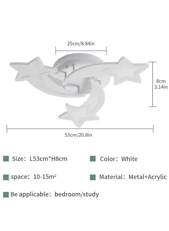 Modern LED Ceiling Light, 45W 3-Head Star Shape Flush Mount Ceiling Lamp, Dimmable Remote Control Close to Ceiling Light Fixtures for Bedroom Dining Room Hallway Asile, White