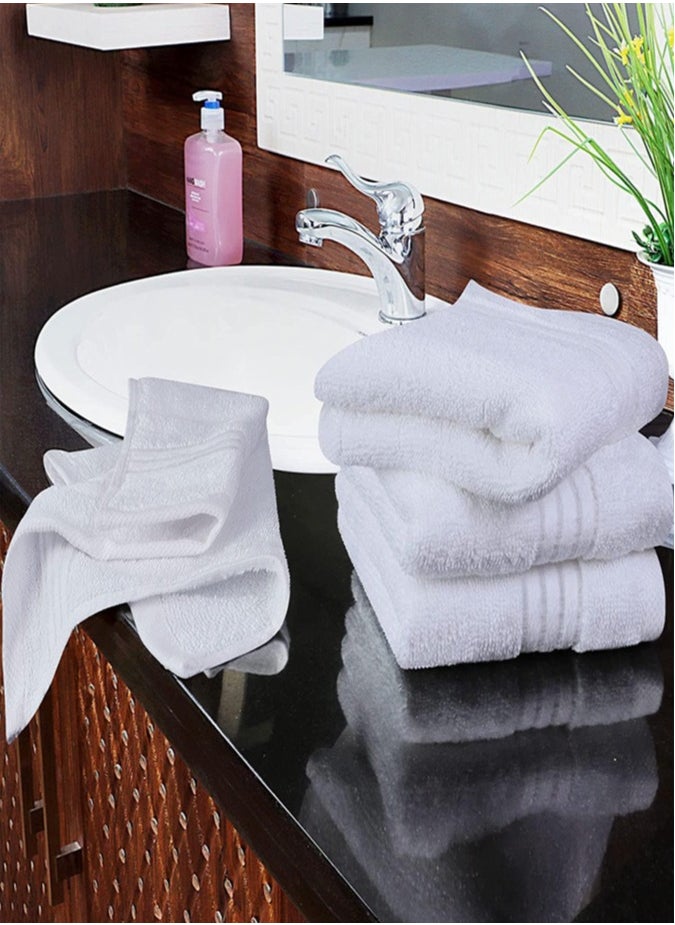 12-Piece Premium Hotel Salon Quality Face Towel White 33x33 CM