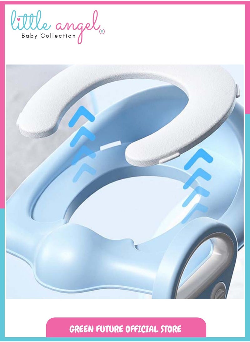 Potty Training Seat with Ladder - Safe and Comfortable Toddler Toilet Seat with Step Stool, Foldable, Non-Slip, Easy to Clean, Blue