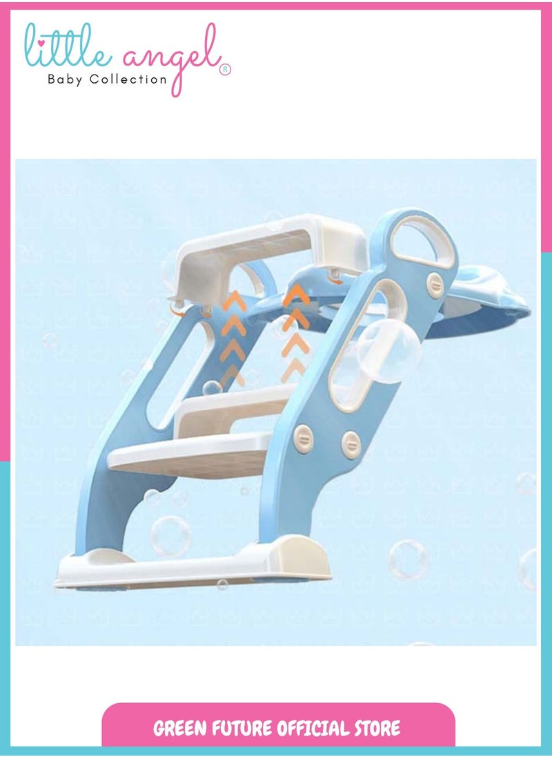 Potty Training Seat with Ladder - Safe and Comfortable Toddler Toilet Seat with Step Stool, Foldable, Non-Slip, Easy to Clean, Blue