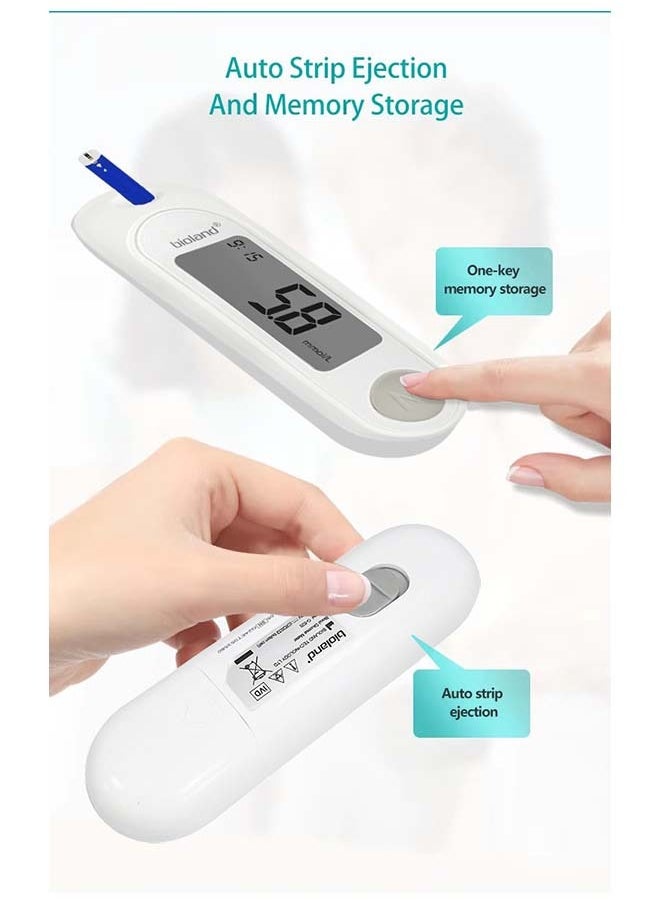 Blood Glucose Monitor with LCD Screen, 500 Memory Sets, 5-Second Testing Time, and Complete Testing Kit