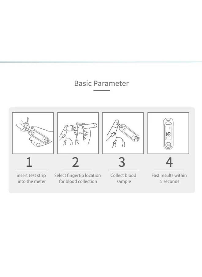 Blood Glucose Monitor with LCD Screen, 500 Memory Sets, 5-Second Testing Time, and Complete Testing Kit