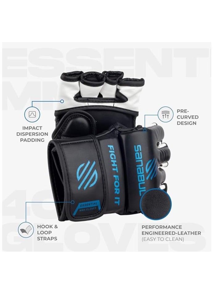 Essential MMA Gloves for Men and Women | Professional Fight Gloves for Sparring, Grappling, and Bag Training | Trusted by Pro Fighters (Black/Blue, Small/Medium)