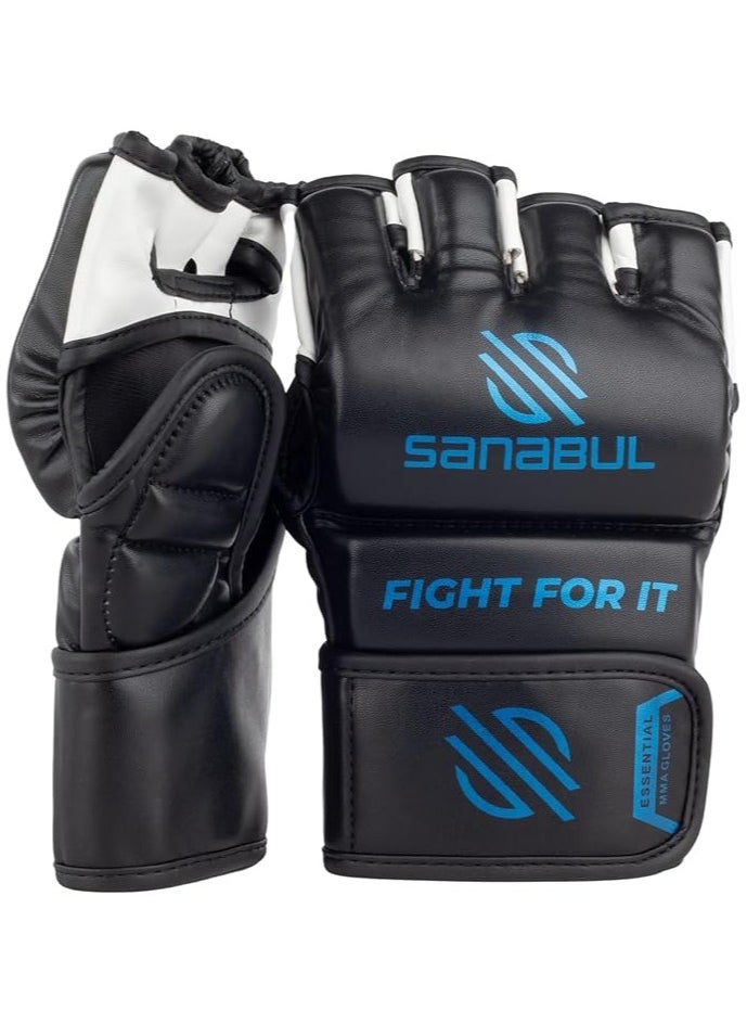 Essential MMA Gloves for Men and Women | Professional Fight Gloves for Sparring, Grappling, and Bag Training | Trusted by Pro Fighters (Black/Blue, Small/Medium)