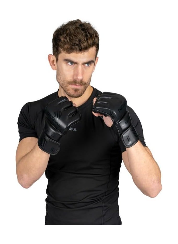 Essential MMA Gloves for Men and Women | Professional Fight Gloves for Sparring, Grappling, and Bag Training | Trusted by Pro Fighters (All black, Large/X-Large)