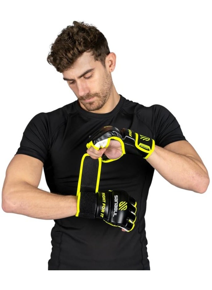 Essential MMA Gloves for Men and Women | Professional Fight Gloves for Sparring, Grappling, and Bag Training | Trusted by Pro Fighters (Black/Green, Large/X-Large)