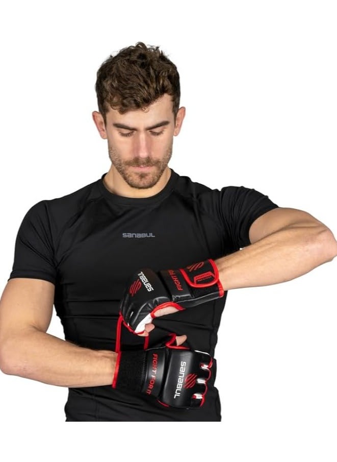 Essential MMA Gloves for Men and Women | Professional Fight Gloves for Sparring, Grappling, and Bag Training | Trusted by Pro Fighters (Black/Red, Large/X-Large)