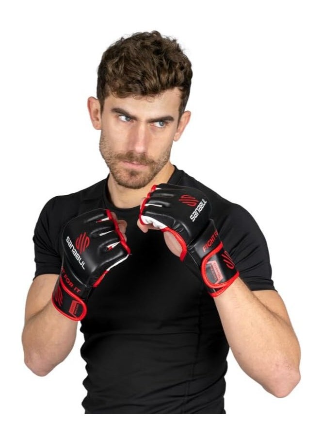 Essential MMA Gloves for Men and Women | Professional Fight Gloves for Sparring, Grappling, and Bag Training | Trusted by Pro Fighters (Black/Red, Large/X-Large)