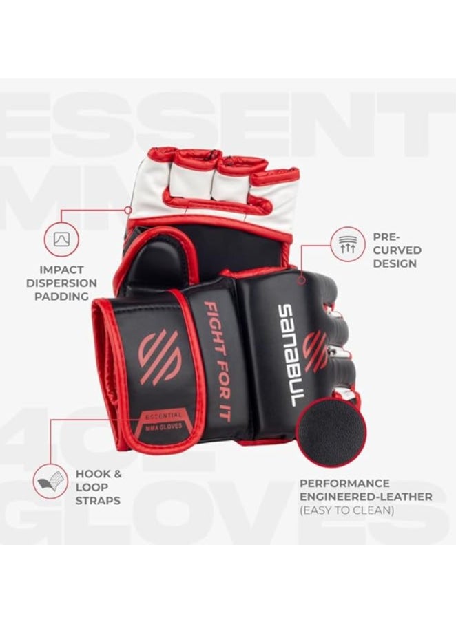 Essential MMA Gloves for Men and Women | Professional Fight Gloves for Sparring, Grappling, and Bag Training | Trusted by Pro Fighters (Black/Red, Large/X-Large)