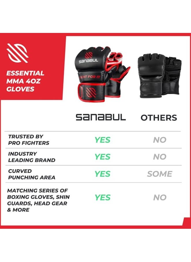 Essential MMA Gloves for Men and Women | Professional Fight Gloves for Sparring, Grappling, and Bag Training | Trusted by Pro Fighters (Black/Red, Large/X-Large)