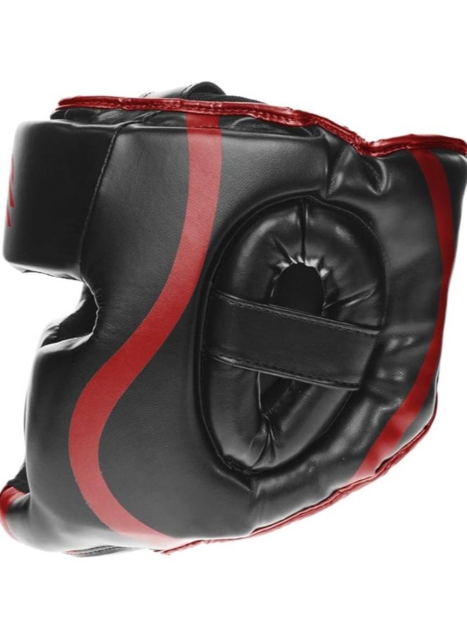 Essential Boxing Headgear for Men & Women | Muay Thai and MMA Headgear | Sparring Headgear | Boxing Head Gear with Full Face Coverage (Red, S/M)