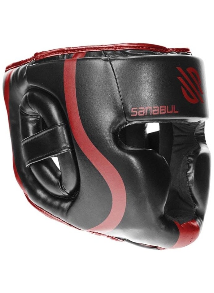 Essential Boxing Headgear for Men & Women | Muay Thai and MMA Headgear | Sparring Headgear | Boxing Head Gear with Full Face Coverage (Red, S/M)