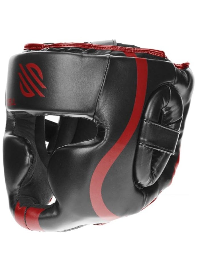 Essential Boxing Headgear for Men & Women | Muay Thai and MMA Headgear | Sparring Headgear | Boxing Head Gear with Full Face Coverage (Red, S/M)