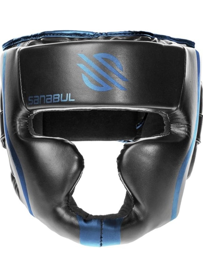 Essential Boxing Headgear for Men & Women | Muay Thai and MMA Headgear | Sparring Headgear | Boxing Head Gear with Full Face Coverage (Blue, L/XL)