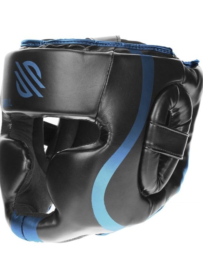 Essential Boxing Headgear for Men & Women | Muay Thai and MMA Headgear | Sparring Headgear | Boxing Head Gear with Full Face Coverage (Blue, L/XL)