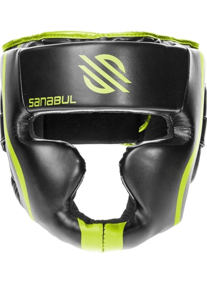 Essential Boxing Headgear for Men & Women | Muay Thai and MMA Headgear | Sparring Headgear | Boxing Head Gear with Full Face Coverage (Green, L/XL)