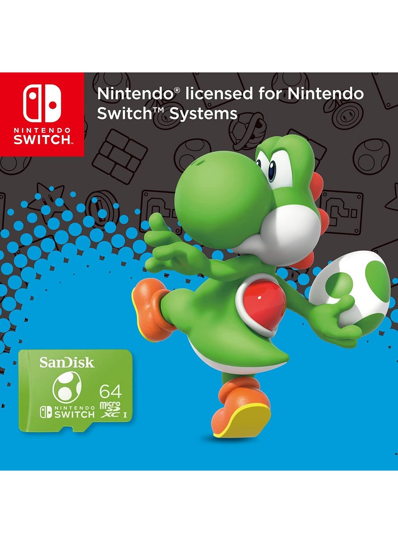 64GB microSDXC-Card Licensed for Nintendo-Switch, Yoshi Edition - SDSQXAO-064G-GN6ZN 64 GB