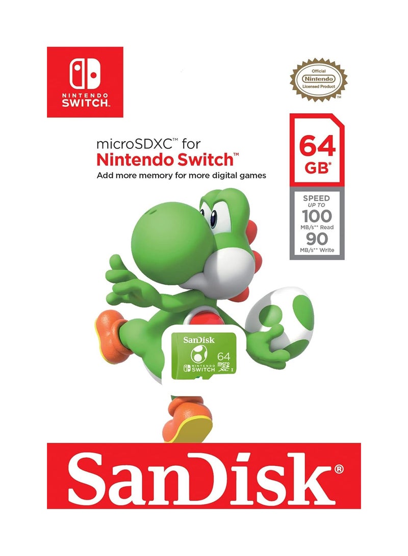 64GB microSDXC-Card Licensed for Nintendo-Switch, Yoshi Edition - SDSQXAO-064G-GN6ZN 64 GB