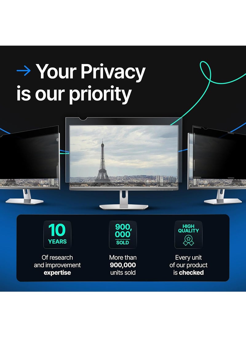 VINTEZ 24 Inch Computer Privacy Screen Filter - 16:9 Aspect Ratio - for Widescreen Computer Monitor - Anti-Glare - Anti-Scratch Screen Protector Film for data confidentiality