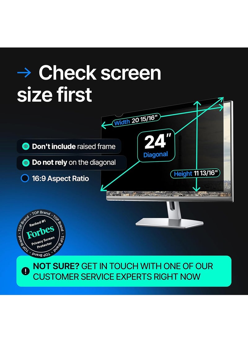 VINTEZ 24 Inch Computer Privacy Screen Filter - 16:9 Aspect Ratio - for Widescreen Computer Monitor - Anti-Glare - Anti-Scratch Screen Protector Film for data confidentiality