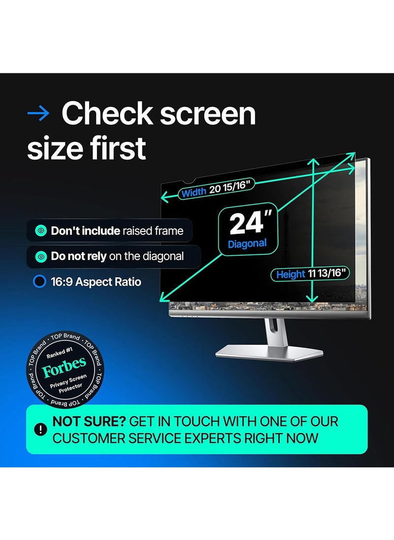 VINTEZ 24 Inch Computer Privacy Screen Filter - 16:9 Aspect Ratio - for Widescreen Computer Monitor - Anti-Glare - Anti-Scratch Screen Protector Film for data confidentiality