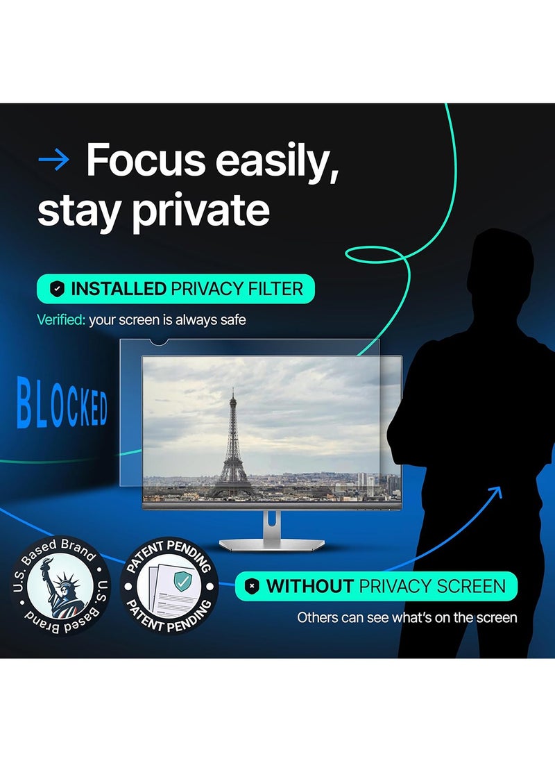 VINTEZ 24 Inch Computer Privacy Screen Filter - 16:9 Aspect Ratio - for Widescreen Computer Monitor - Anti-Glare - Anti-Scratch Screen Protector Film for data confidentiality