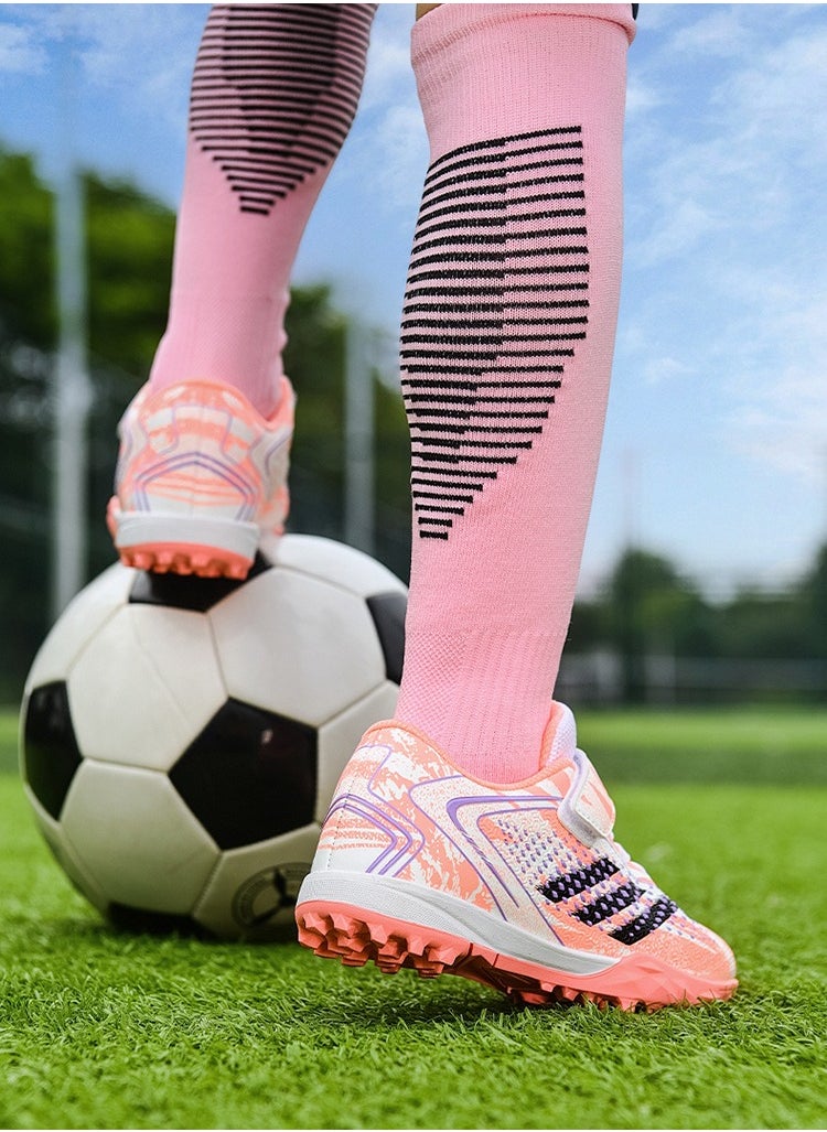 Velcro Football Shoes For Running Tracks And Lawns, Training Shoes For Feenage Foys And Firls With Broken Nails, Low-Top Breathable Sports Shoes