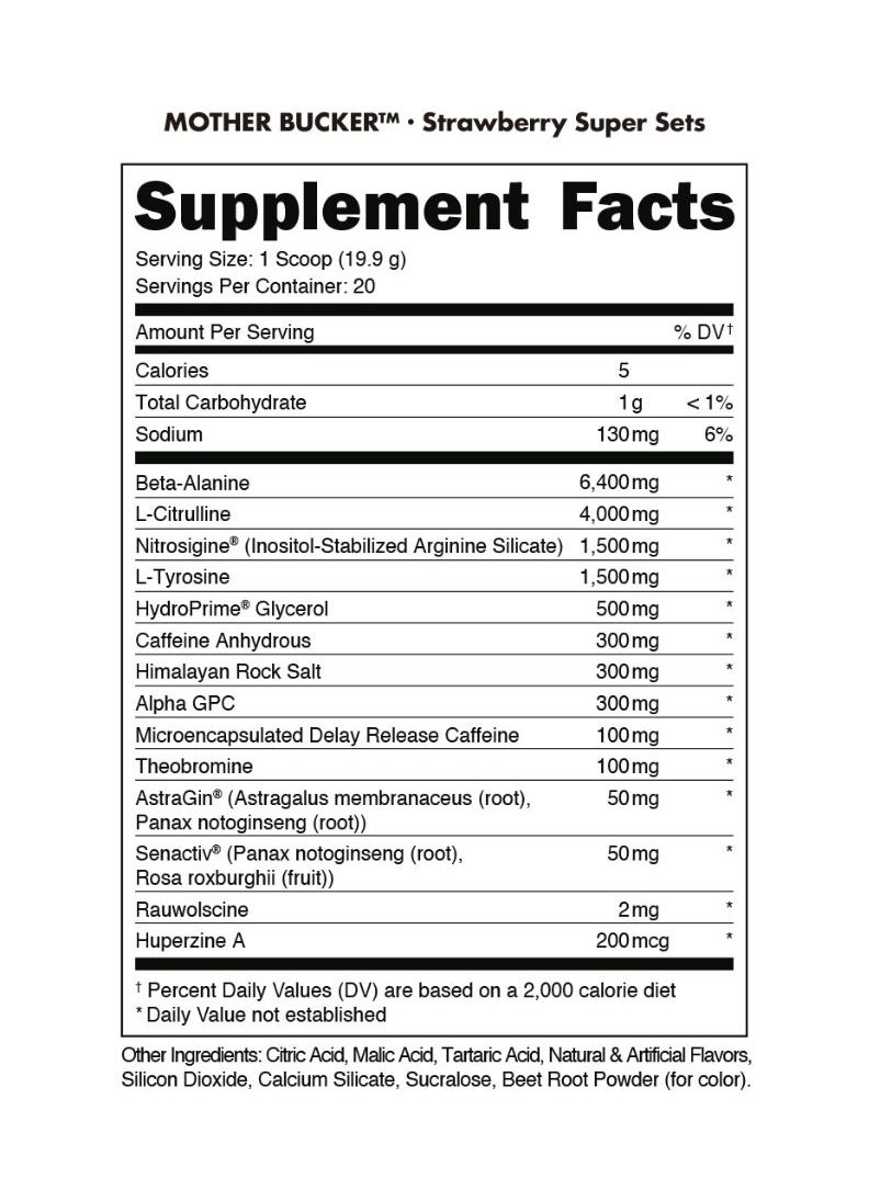 Mother Bucker Pre-Workout 390grams Strawberry Super Sets