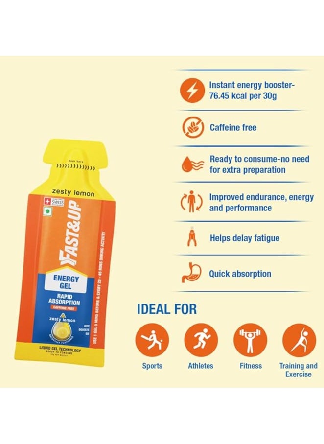 FAST&UP ENERGY GELS - INSTANT ENERGY + CAFFEINE (pack of 5) - zesty lemon flavour