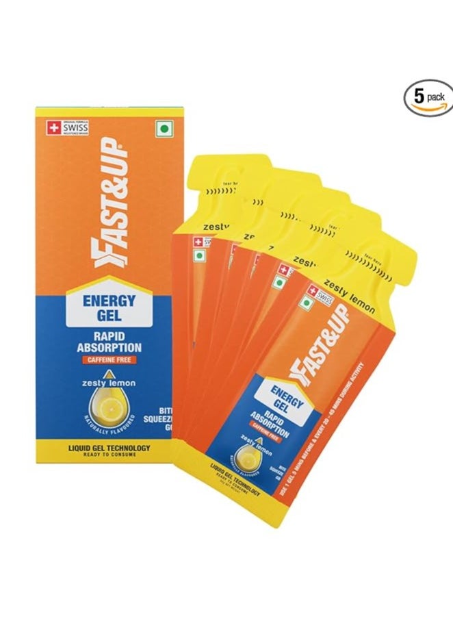FAST&UP ENERGY GELS - INSTANT ENERGY + CAFFEINE (pack of 5) - zesty lemon flavour