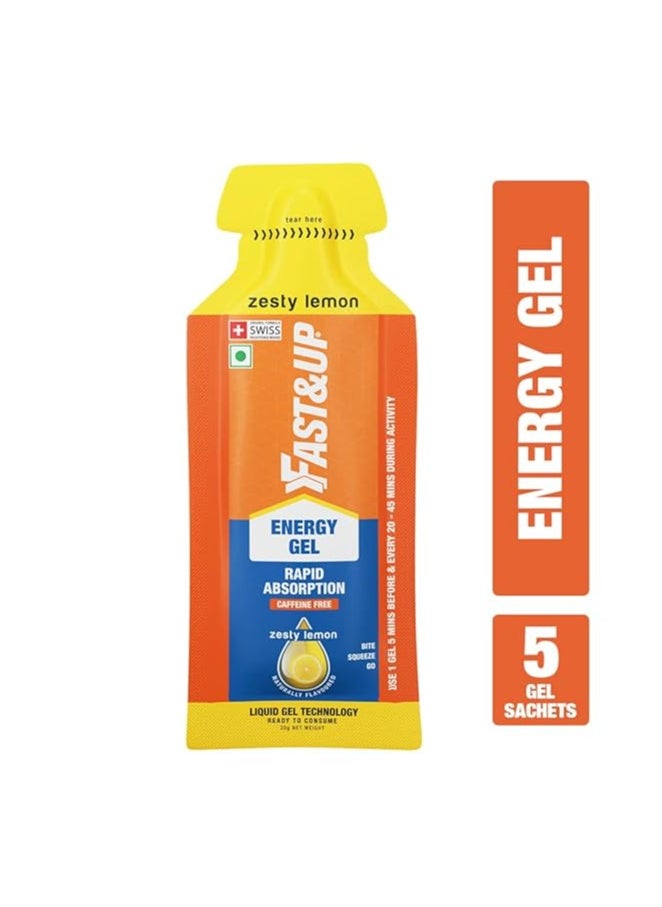 FAST&UP ENERGY GELS - INSTANT ENERGY + CAFFEINE (pack of 5) - zesty lemon flavour